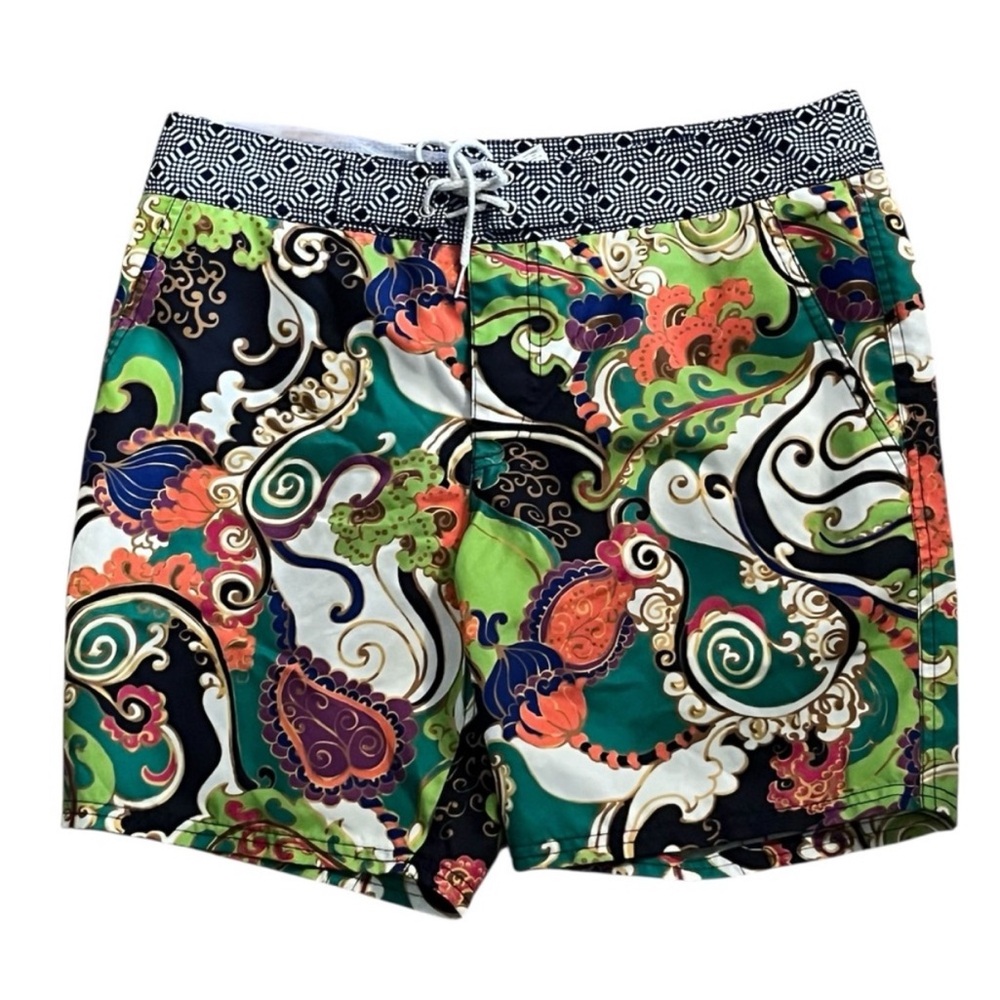 Mr. Turk Colorful Patterned Swim Shorts, Size 30